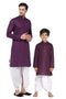 VASTRAMAY Purple Cotton Baap Beta Kurta Dhoti Set
